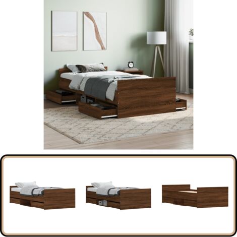 Cadre de lit sans matelas chêne marron 100x200 cm - Cadre De Lit - Lit Double - Meuble De Chambre - Literie - Rangement Sous Lit
