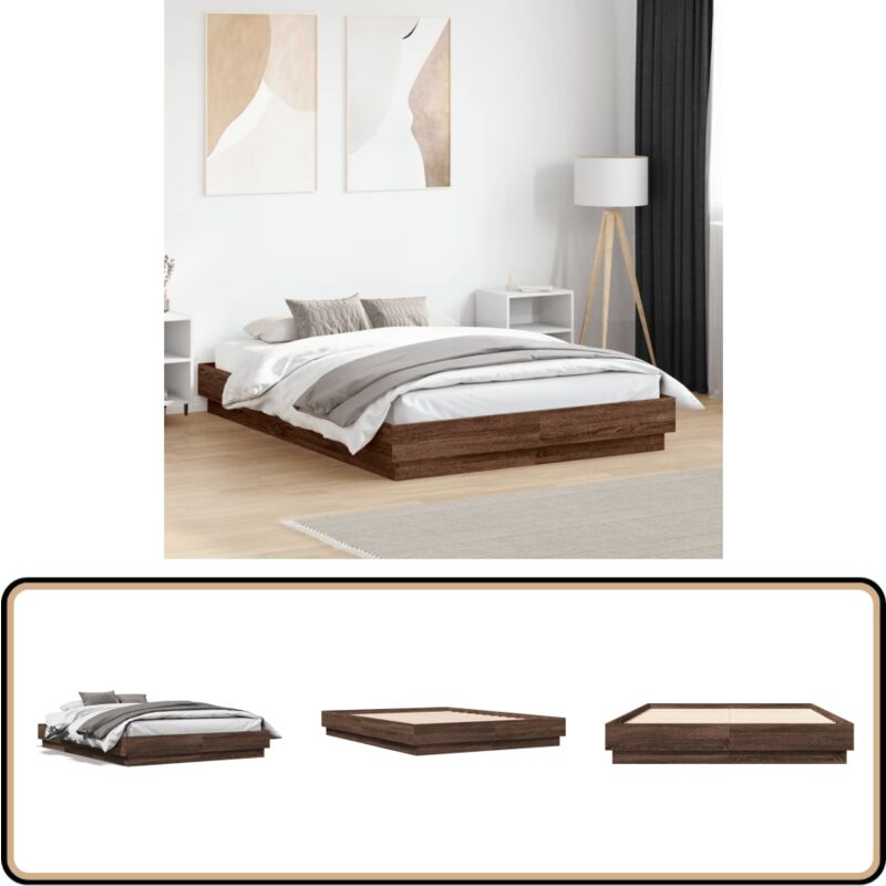 Cadre de lit sans matelas chêne marron 120x190 cm - Cadre De Lit - Lit Double - Lit En Bois - Lit Design - Literie