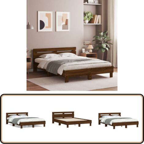 Cadre de lit sans matelas chêne marron 140x190 cm - Cadre De Lit - Lit Double - Lit En Bois - Lit Design - Literie