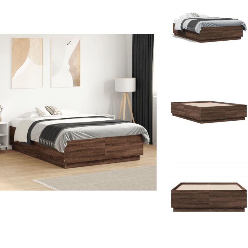 Vidaxl - Cadre de lit sans matelas chêne marron 140x190 cm - Cadre De Lit - Lit Double - Lit Moderne - Lit En Bois - Sommier
