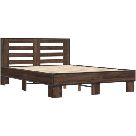 Cadre de lit sans matelas chĂŞne marron 140x190 cm vidaXL