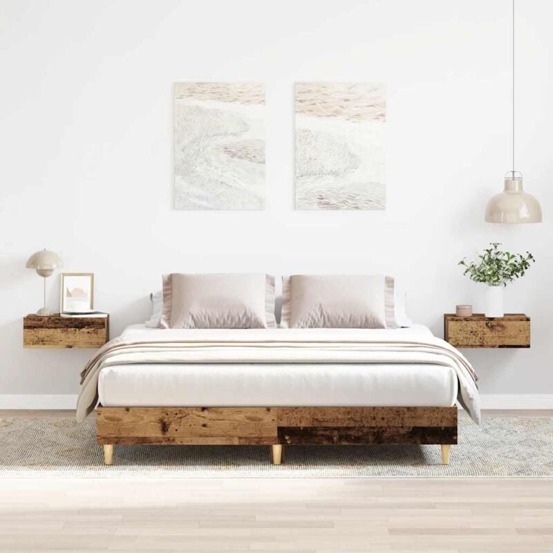 Cadre de lit sans matelas vieux bois 150x200 cm bois ingénierie Vidaxl