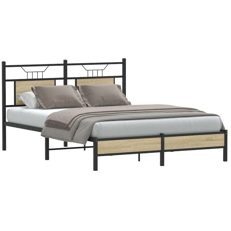 Cadre de lit sans matelas chêne sonoma 140x190 cm vidaXL