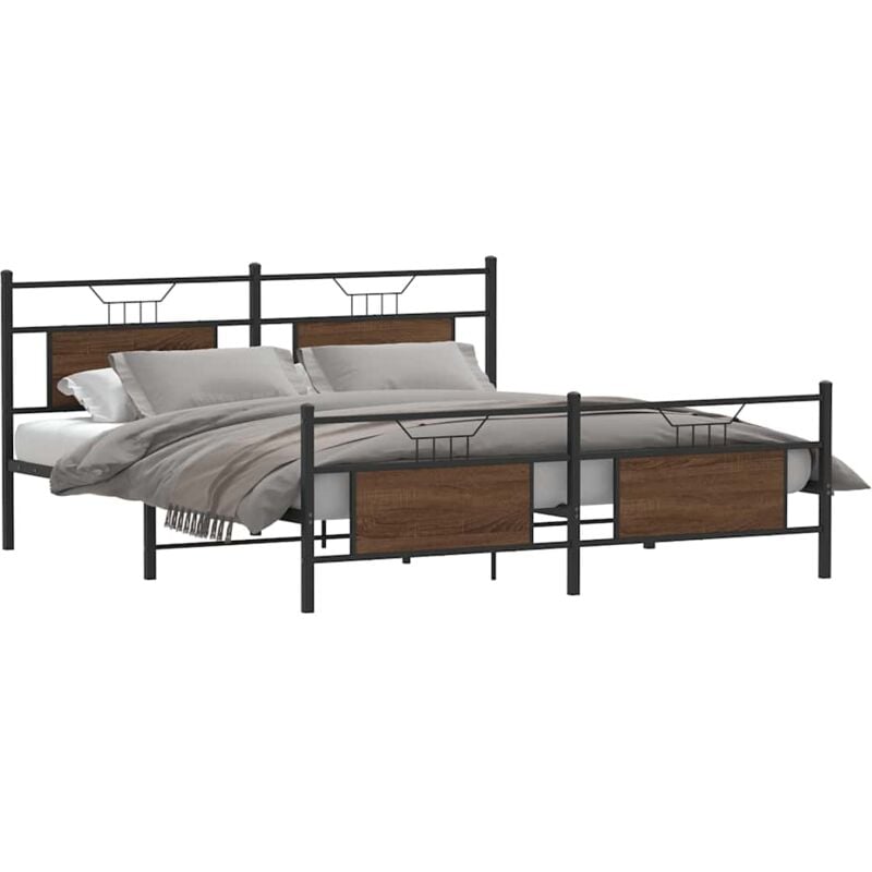 Vidaxl - Cadre de lit en métal sans matelas chêne marron 160x200 cm