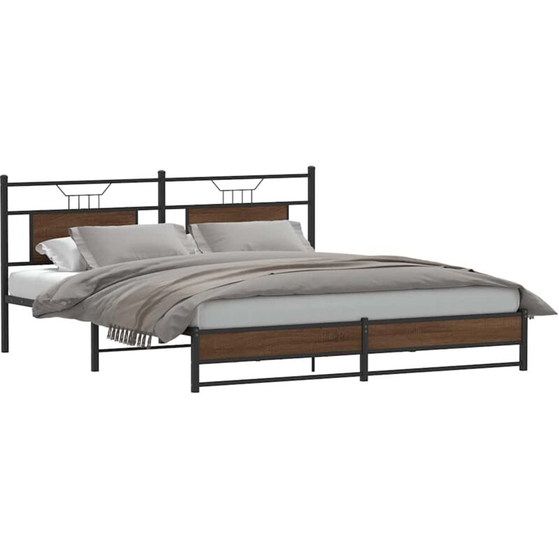 Vidaxl - Cadre de lit en métal sans matelas chêne marron 180x200 cm