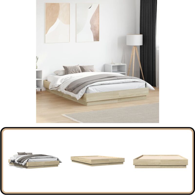 Vidaxl - Cadre de lit sans matelas chêne sonoma 120x190 cm - Cadre De Lit - Lit Double - Lit En Bois - Lit Chêne Sonoma - Meuble Chambre