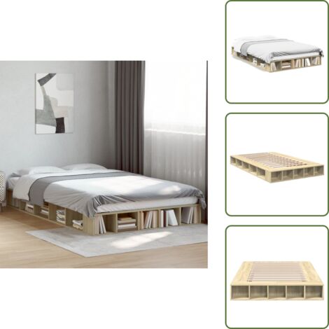 Cadre de lit sans matelas chêne sonoma 120x200 cm - Cadre De Lit - Lit Double - Lit En Bois - Meuble Chambre - Rangement Sous Lit