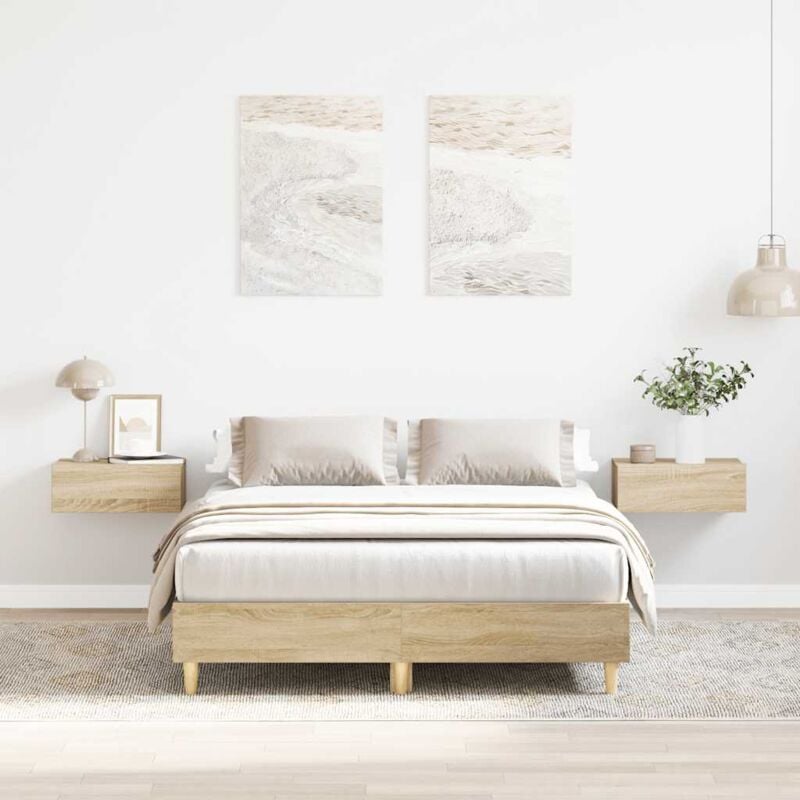 Vidaxl - Cadre de lit sans matelas chêne sonoma 135x190 cm