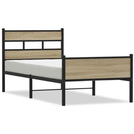 Cadre de lit sans matelas chêne sonoma 75x190 cm  -RICEEL