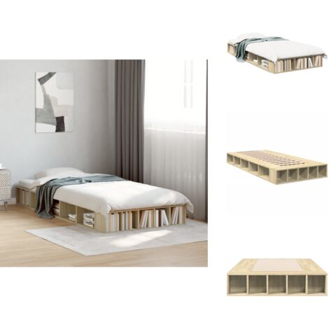 Cadre de lit sans matelas chêne sonoma 90x200 cm - Cadre De Lit - Lit Simple - Lit En Bois - Meuble Chambre - Rangement Sous Lit