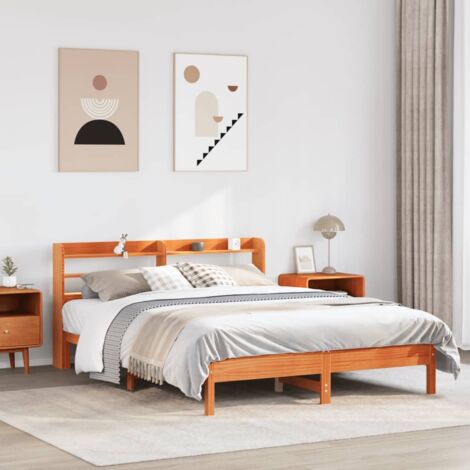 Cadre de lit sans matelas cire marron 140x190cm bois pin massif vidaXL