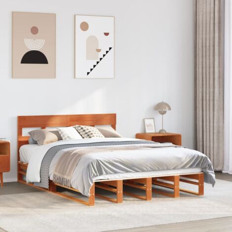 Cadre de lit sans matelas cire marron 140x190cm bois pin massif vidaXL