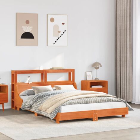 Cadre de lit sans matelas cire marron 140x190cm bois pin massif vidaXL
