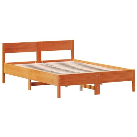 Cadre de lit sans matelas cire marron 140x190cm bois pin massif vidaXL