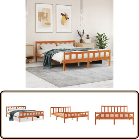 Cadre de lit sans matelas cire marron 150x200cm bois pin massif - Cadre De Lit - Lit En Bois - Lit Double - Meubles Chambre - Literie