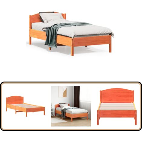 Cadre de lit sans matelas cire marron 75x190 cm bois pin massif - Cadre De Lit - Lit En Bois - Lit Double - Literie - Chambre À Coucher