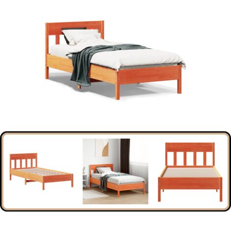 Cadre de lit sans matelas cire marron 75x190 cm bois pin massif - Cadre De Lit - Lit En Bois - Lit Double - Meubles Chambre - Literie