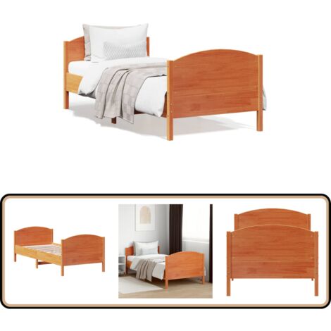 Cadre de lit sans matelas cire marron 75x190 cm bois pin massif - Cadre De Lit - Lit En Bois - Lit Double - Meubles Chambre - Literie