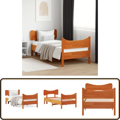 Cadre de lit sans matelas cire marron 75x190 cm bois pin massif - Cadre De Lit - Lit En Bois - Lit Double - Meubles Chambre - Literie
