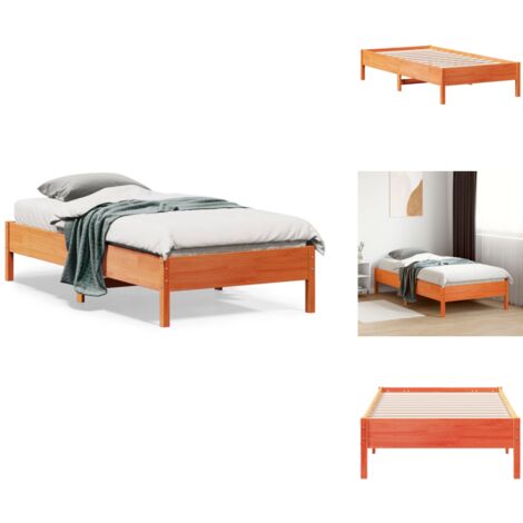 Cadre de lit sans matelas cire marron 75x190 cm bois pin massif - Cadre De Lit - Lit En Bois - Lit Double - Meubles Chambre - Literie