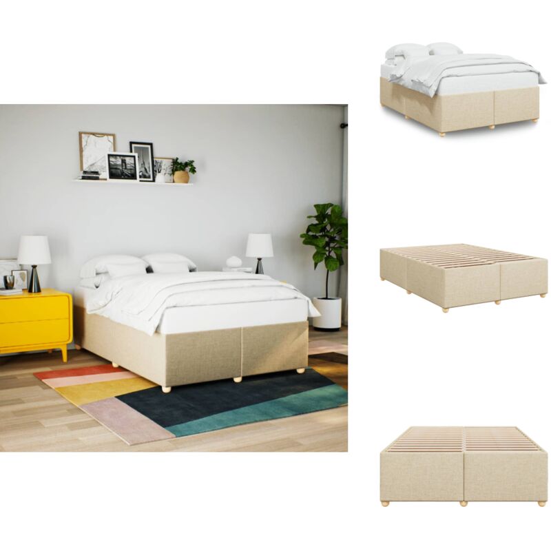Cadre de lit sans matelas crème 140x190 cm tissu - Cadre De Lit - Cadres De Lit - Sommier - Meuble De Chambre à Coucher