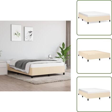 Cadre de lit sans matelas crème 140x190 cm tissu - Cadre De Lit - Lit Double - Literie - Meuble Chambre - Sommier
