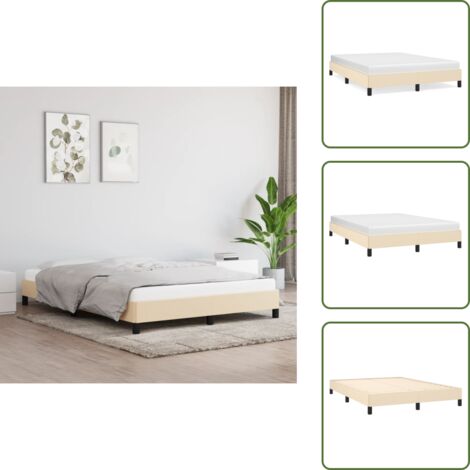 Cadre de lit sans matelas crème 140x190 cm tissu - Cadre De Lit - Lit Double - Literie - Meuble Chambre - Sommier