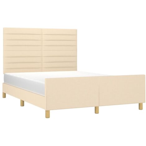 Cadre de lit sans matelas crème 140x190 cm tissu vidaXL