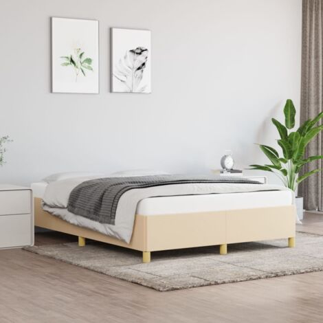 Cadre de lit sans matelas crème 140x190 cm tissu vidaXL