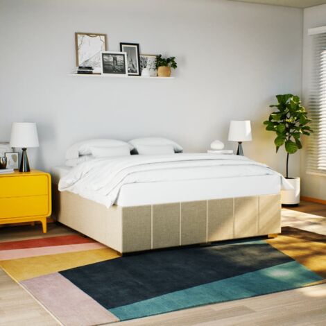 Cadre de lit sans matelas crème 200x200 cm tissu vidaXL