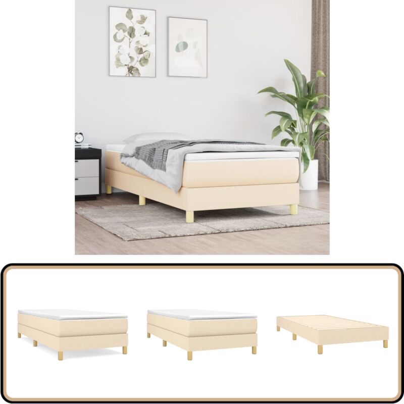 Cadre de lit sans matelas crème 90x190 cm tissu - Cadre De Lit - Lit Simple - Lit Créme - Literie - Meuble Chambre
