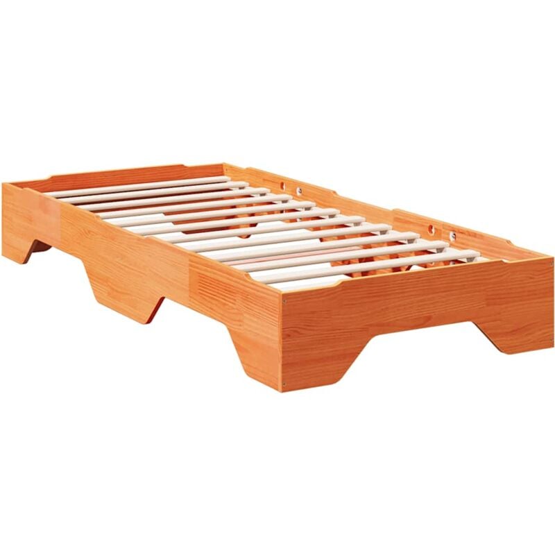 Vidaxl - Cadre de lit sans matelas empilable cire marron 100x200 cm