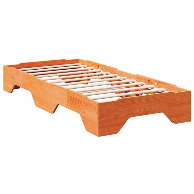 Cadre de lit sans matelas empilable cire marron 80x200 cm vidaXL