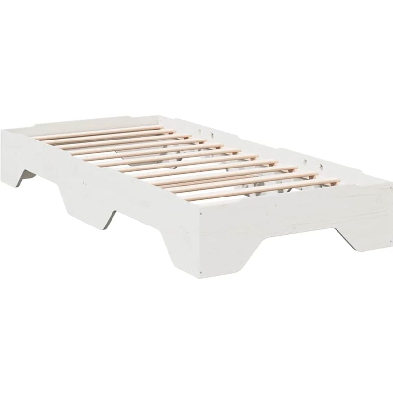 Cadre de lit sans matelas empilable blanc 75x190 cm bois massif Vidaxl