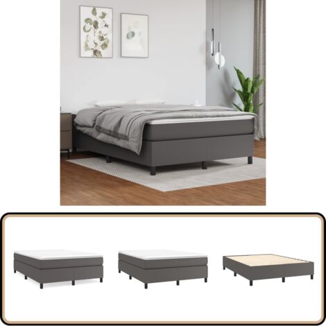 Cadre de lit sans matelas gris 140x190 cm similicuir - Cadre De Lit - Lit Double - Similicuir - Lit Moderne - Literie