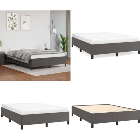 Cadre de lit sans matelas gris 140x190 cm similicuir - Cadre De Lit - Lit Double - Similicuir - Lit Moderne - Literie - Home & Living