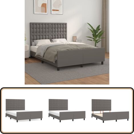 Cadre de lit sans matelas gris 140x200 cm similicuir - Cadre De Lit - Lit Double - Lit Avec Têted'appui - Literie - Meubles De Chambre