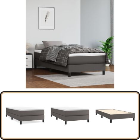 Cadre de lit sans matelas gris 90x190 cm similicuir - Cadre De Lit - Lit Double - Lit Gris - Similicuir - Literie