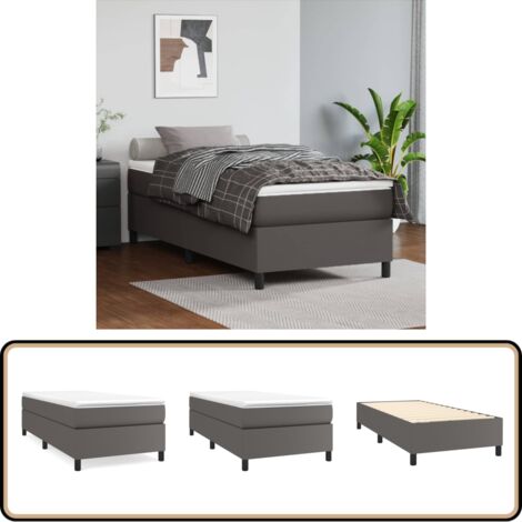 Cadre de lit sans matelas gris 90x190 cm similicuir - Cadre De Lit - Lit Double - Lit Gris - Similicuir - Literie