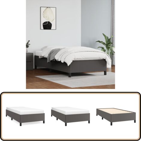 Cadre de lit sans matelas gris 90x190 cm similicuir - Cadre De Lit - Lit Double - Similicuir - Lit Gris - Meuble Chambre