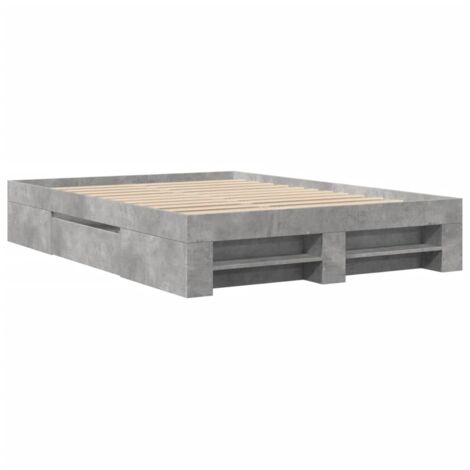 Cadre de lit sans matelas gris béton 120x190 cm bois ingénierie vidaXL