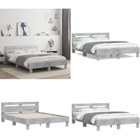 Cadre de lit sans matelas gris béton 140x190 cm - Cadre De Lit - Lit Double - Lit Gris - Lit Design - Meuble Chambre - Home & Living