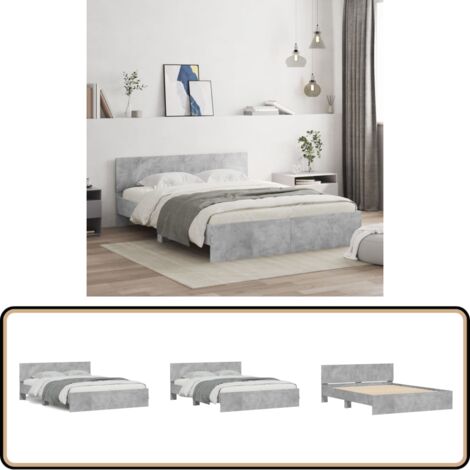 Cadre de lit sans matelas gris béton 140x200 cm - Cadre De Lit - Lit Double - Lit Gris - Lit Design - Literie
