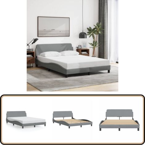 Cadre de lit sans matelas gris clair 140x190 cm tissu - Cadre De Lit - Lit Double - Literie - Meuble Chambre - Design Moderne