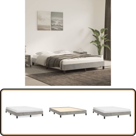 Cadre de lit sans matelas gris clair 140x190 cm velours - Cadre De Lit - Lit Double - Lit Velours - Lit Design - Literie