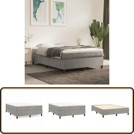 Cadre de lit sans matelas gris clair 140x190 cm velours - Cadre De Lit - Lit Double - Lit Velours - Lit Design - Literie