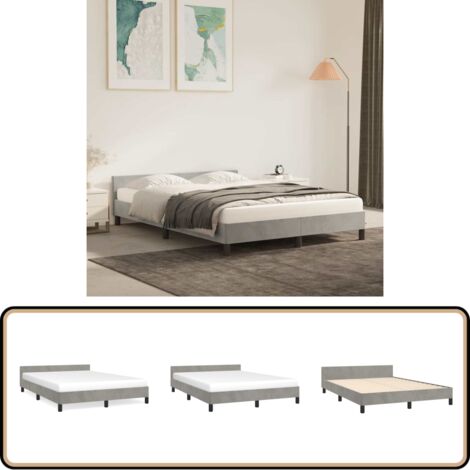 Cadre de lit sans matelas gris clair 140x190 cm velours - Cadre De Lit - Lit Double - Lit Velours - Literie - Meuble Chambre