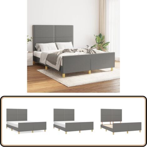 Cadre de lit sans matelas gris foncé 140x190 cm tissu - Cadre De Lit - Lit Double - Lit Avec Têted'appui - Literie - Meubles De Chambre