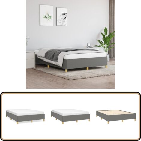 Cadre de lit sans matelas gris foncé 140x190 cm tissu - Cadre De Lit - Lit Double - Literie - Meuble Chambre - Sommier