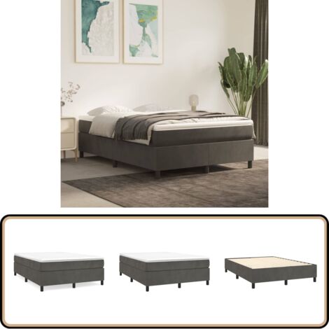 Cadre de lit sans matelas gris foncé 140x190 cm velours - Cadre De Lit - Lit Double - Lit Velours - Lit Design - Literie